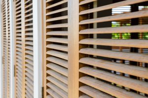 Brown wooden shutters