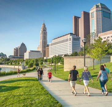 People walking in downtown Columbus