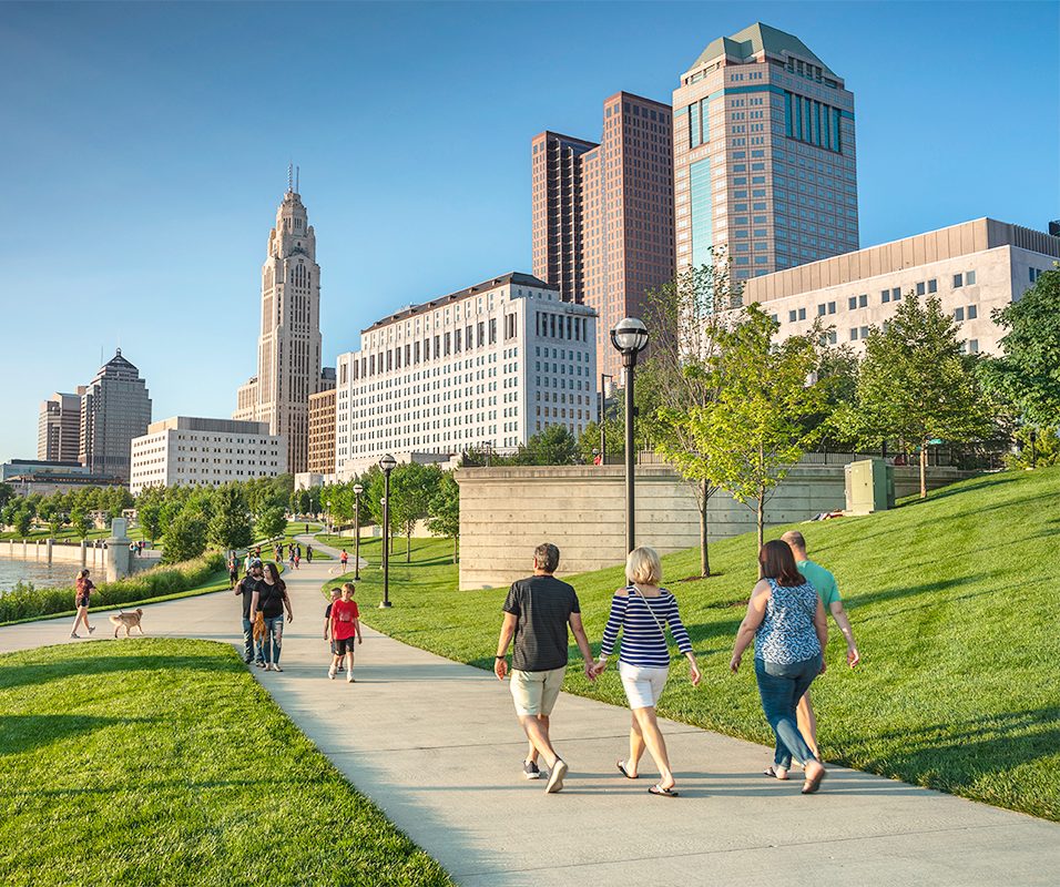 People walking in downtown Columbus