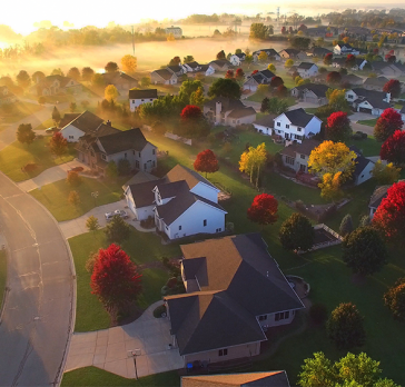 Suburb with morning light