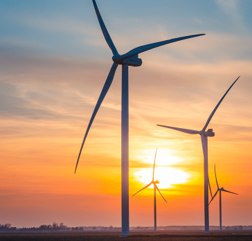 Wind mill farm in the sunset