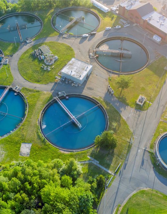 panoramic view of modern urban wastewater treatment plant water purification