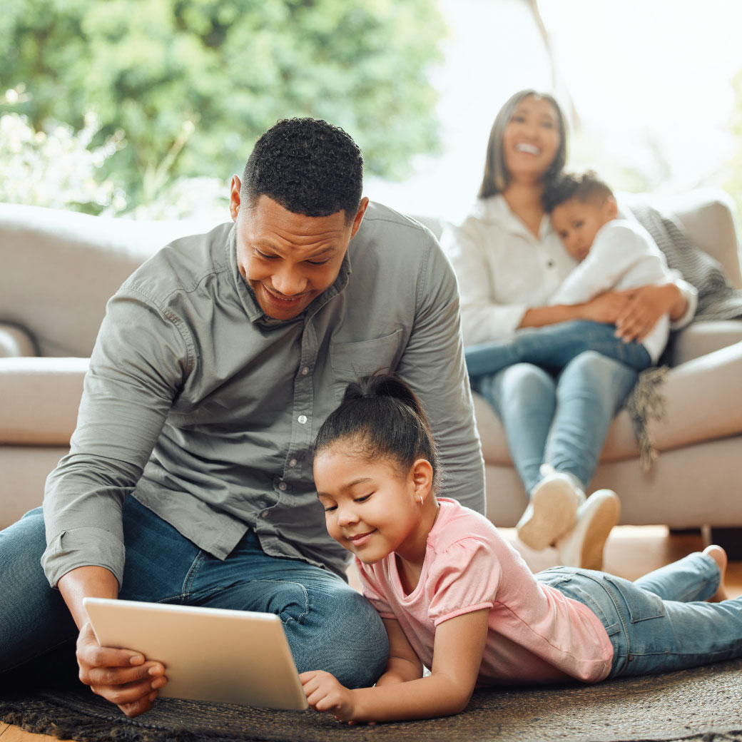 Family in living room