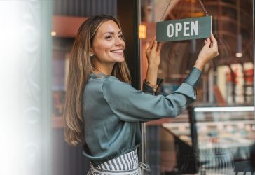 lady opening her business