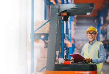 Man on forklift