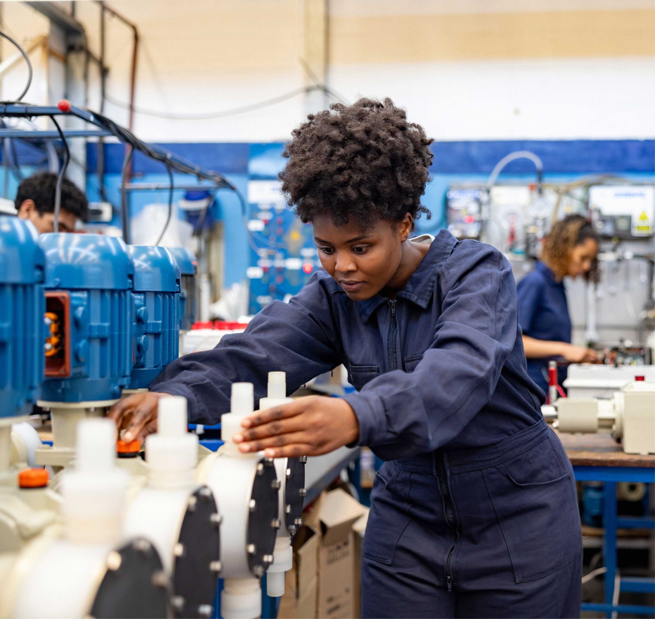 Lady working on Manufacturing Line